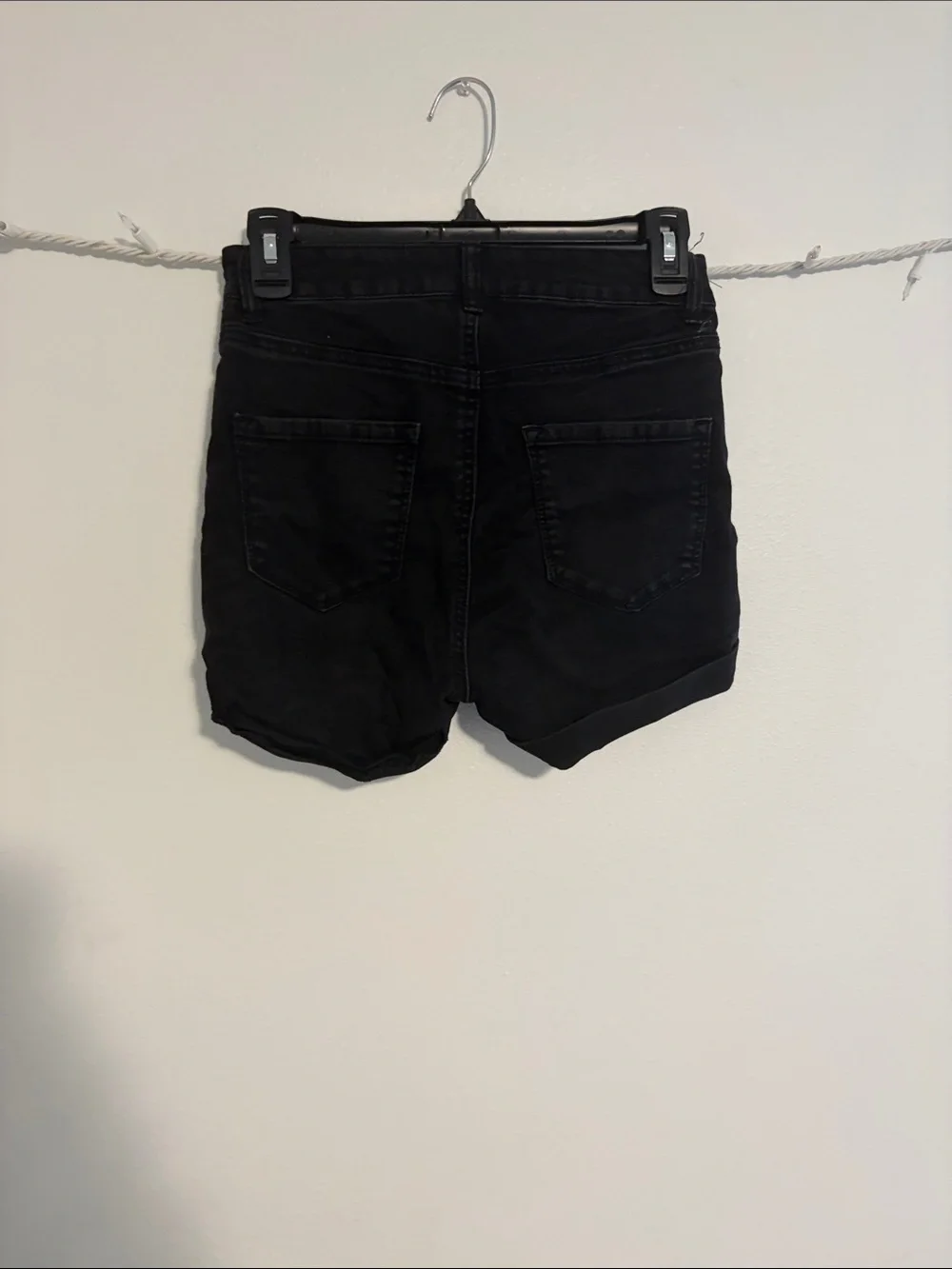 Fashion Nova Black Rolled-Hem Denim Shorts